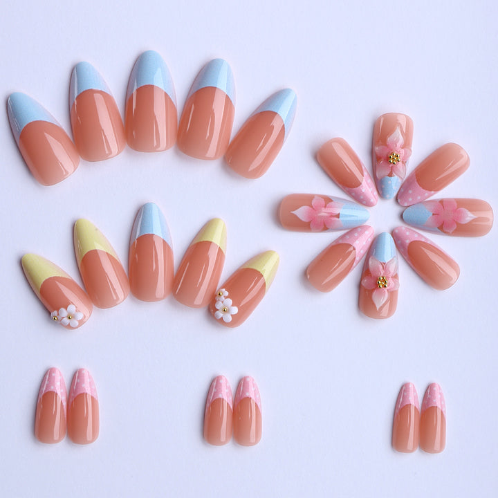 Elegant Artificial Nails with Floral Accents Kalsten
