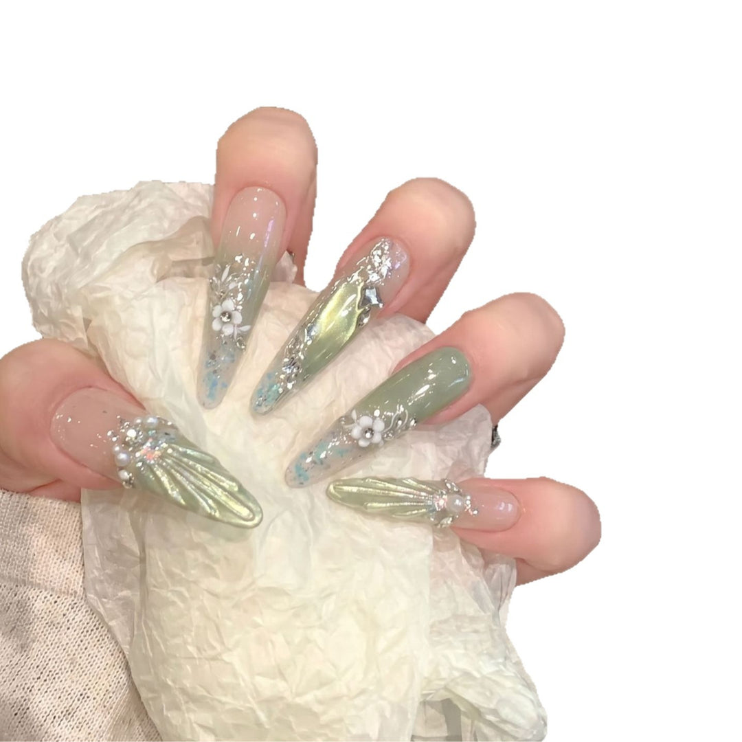 Floral Accented Stiletto Press-On Nails Kalsten