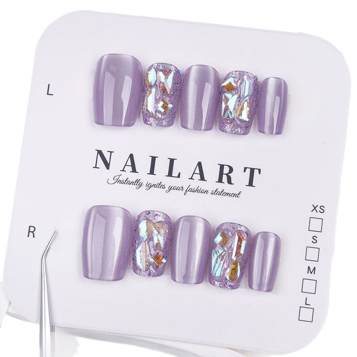 Glittering Rhinestone-Embellished Press-On Nails Kalsten