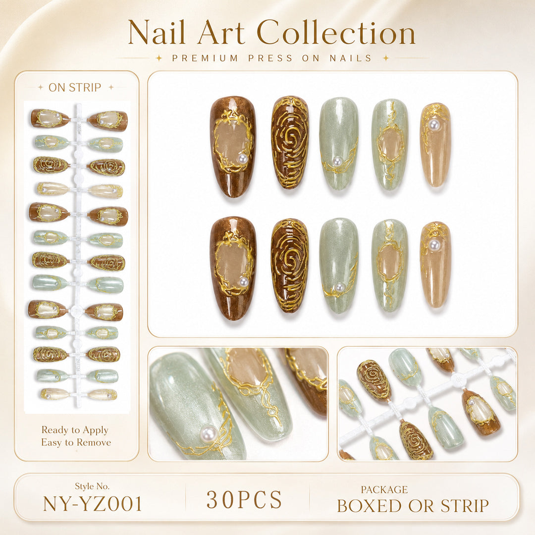 Premium Press-On Nails with Metallic Shine Kalsten
