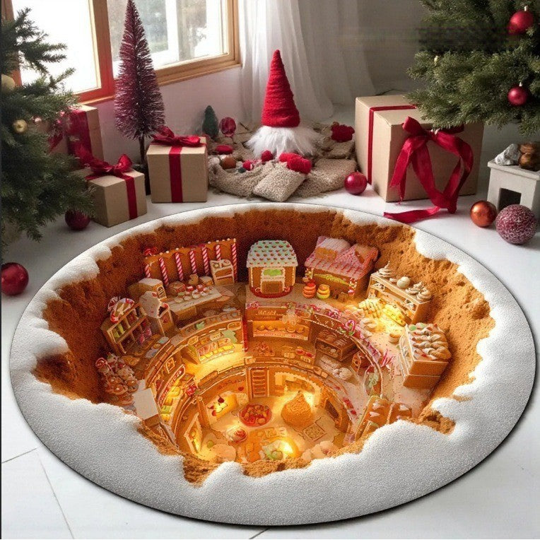 Festive Santa-Themed Round Area Rug