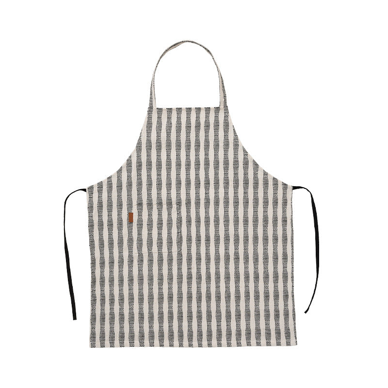 Linen-cotton blend kitchen apron with striped pattern and front pocket Kalsten