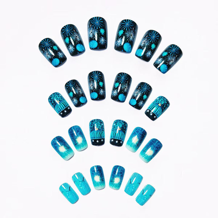 Artificial nails with festive fireworks design Kalsten