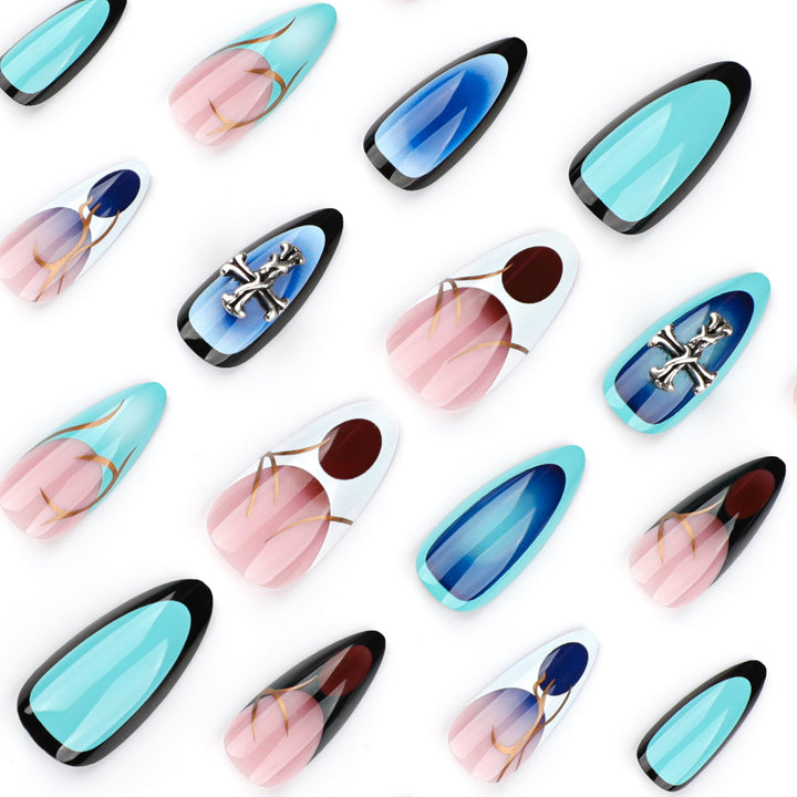 Artful stiletto nails with elegant design and 3D accents Kalsten