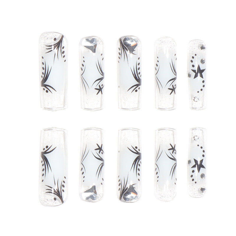 Star-Accented Stylish Long Press-On Nails Kalsten