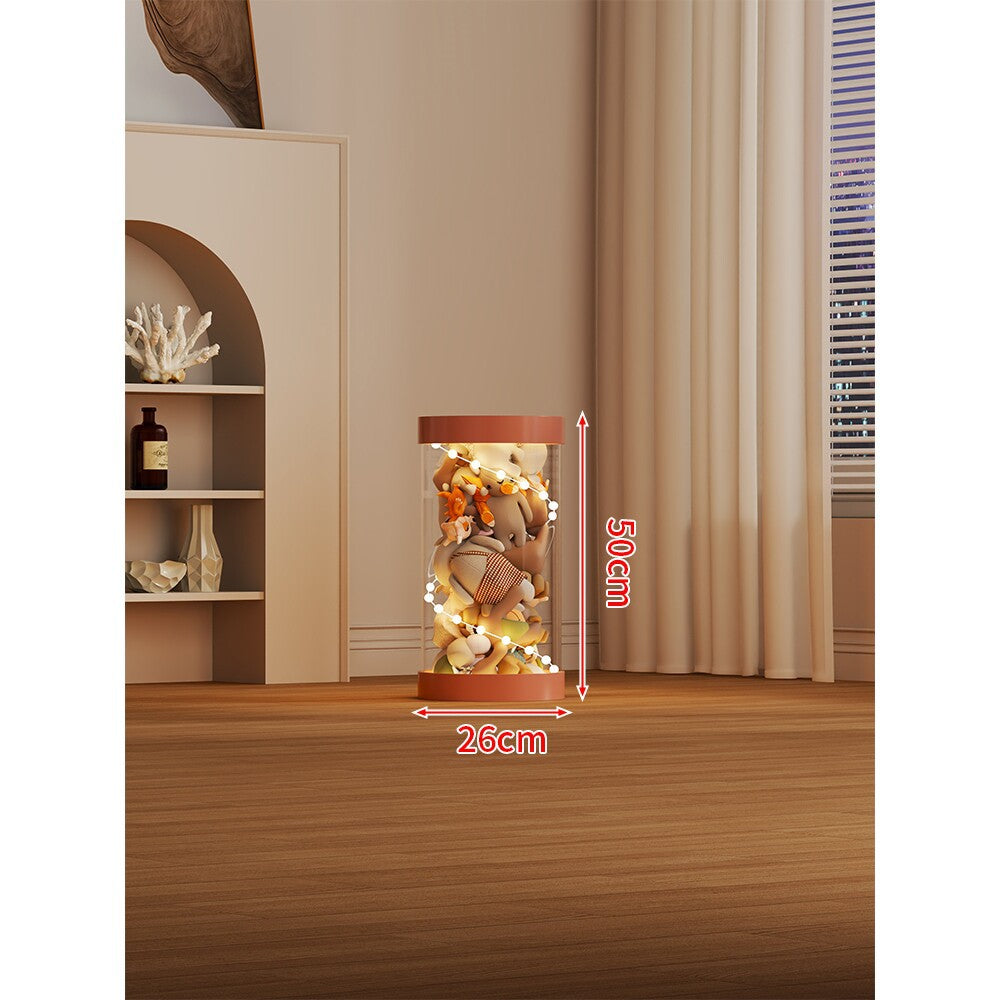 LED-lit Transparent Plush Toy Showcase Cylinder