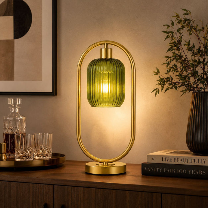 Modern Glass Ribbed Table Lamp