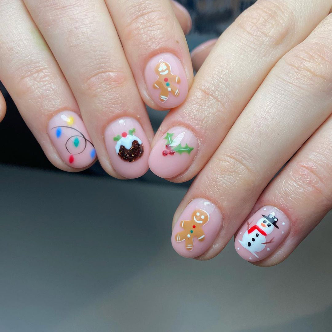 Artificial nail set with festive Christmas motifs Kalsten