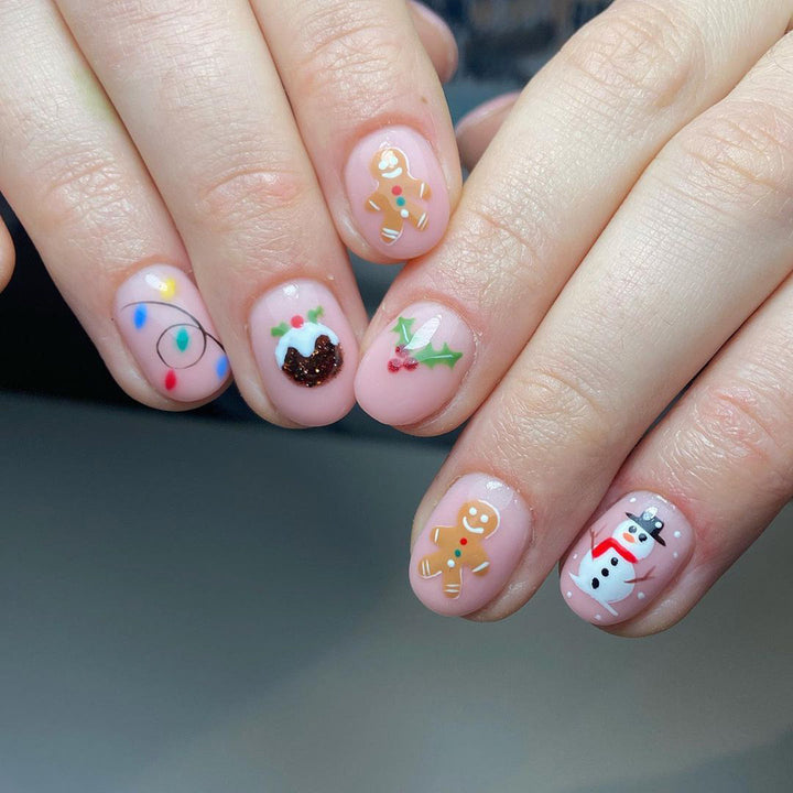 Artificial nail set with festive Christmas motifs Kalsten