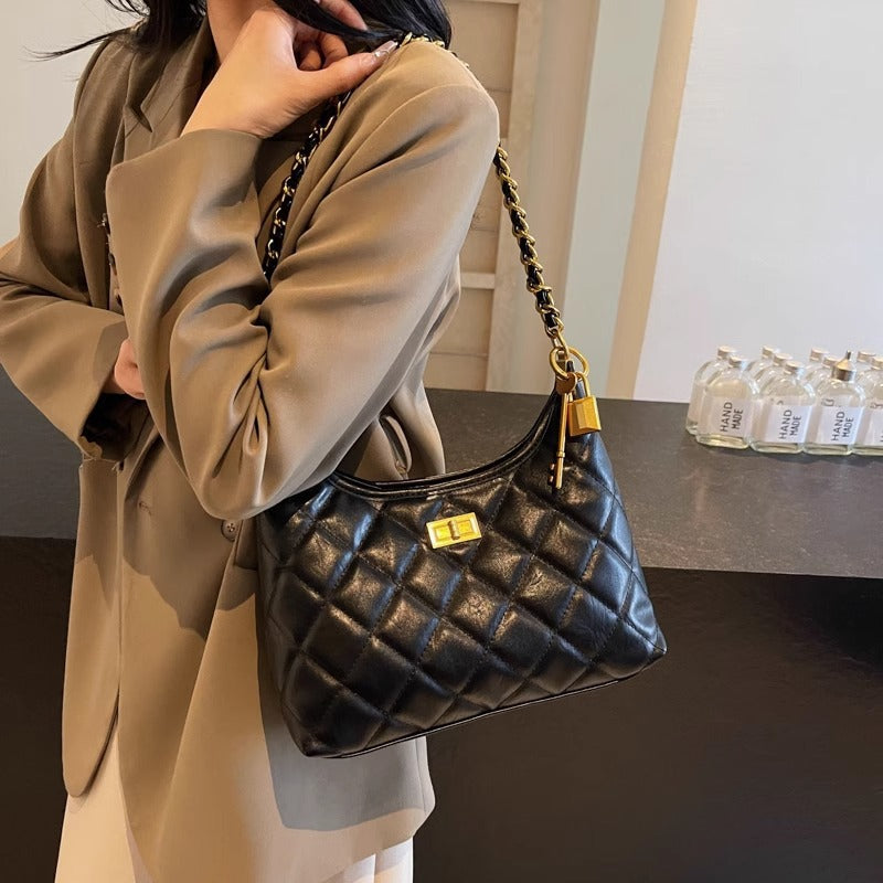Quilted Chain-Detail Shoulder Bag Kalsten