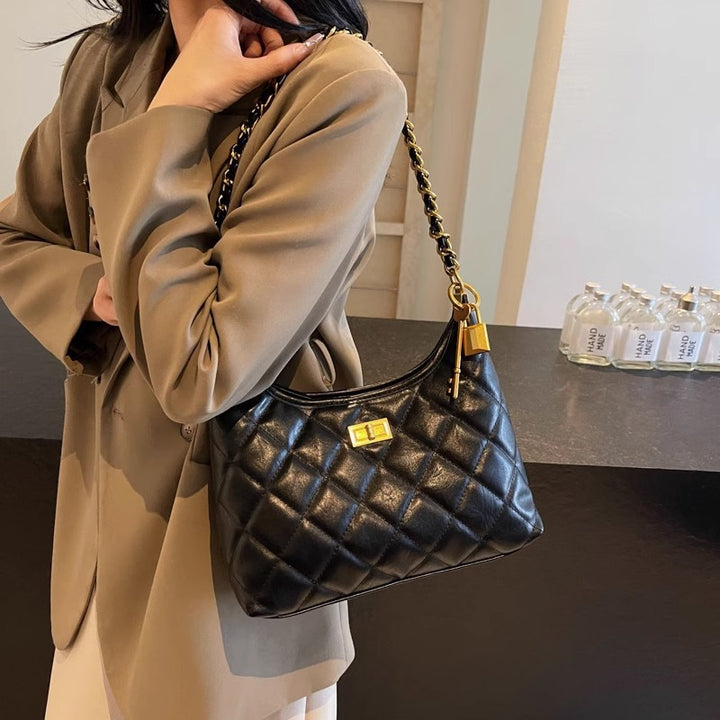 Quilted Chain-Detail Shoulder Bag Kalsten