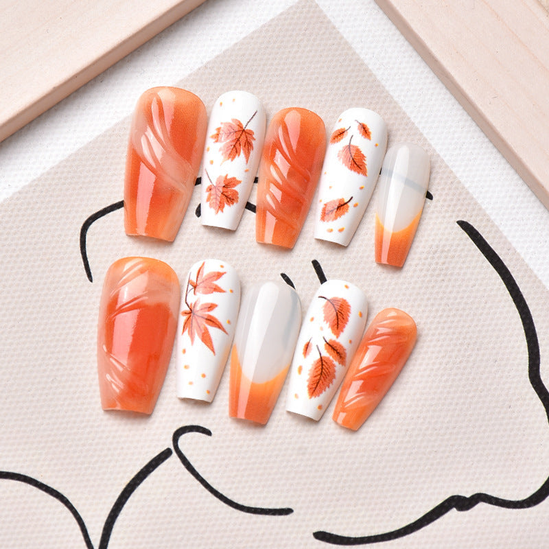 Autumn-Themed Press-On Nail Art Set Kalsten