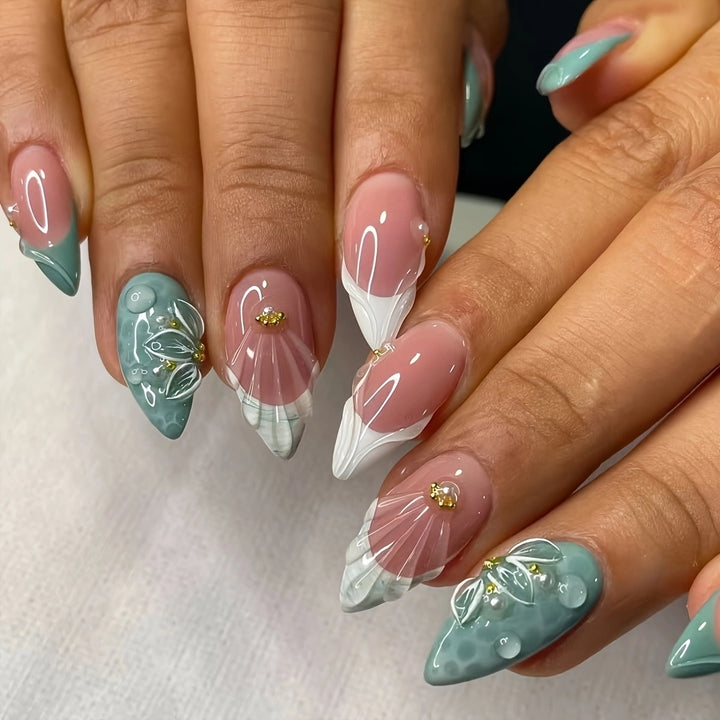Floral-Embellished Stiletto Press-On Nails Kalsten 1787368964