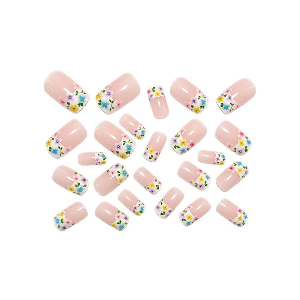 Artistic Nail Extensions with Colorful Flower Designs Kalsten