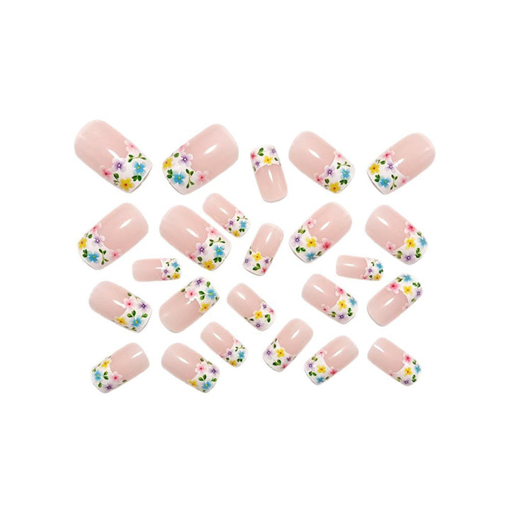 Artistic Nail Extensions with Colorful Flower Designs Kalsten