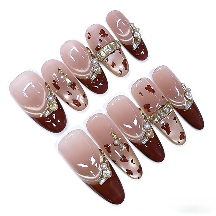 Luxury Press-On Nail Art Set with Decorative Gold Accents Kalsten