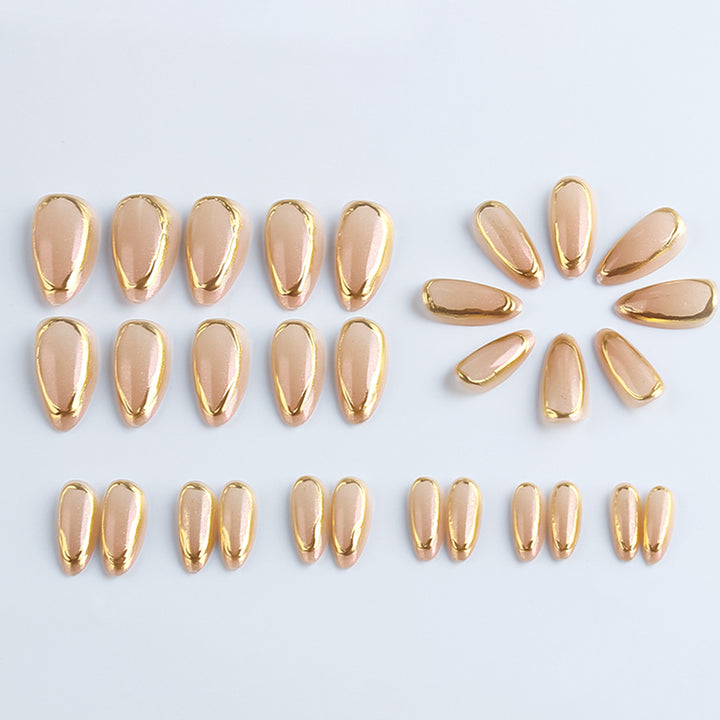 Chic Gold-Trimmed Gel Nail Set Kalsten