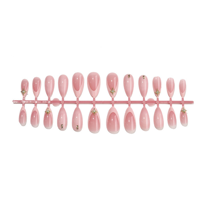 Stylish Press-On Nail Art Set with Floral and Gem Accents Kalsten