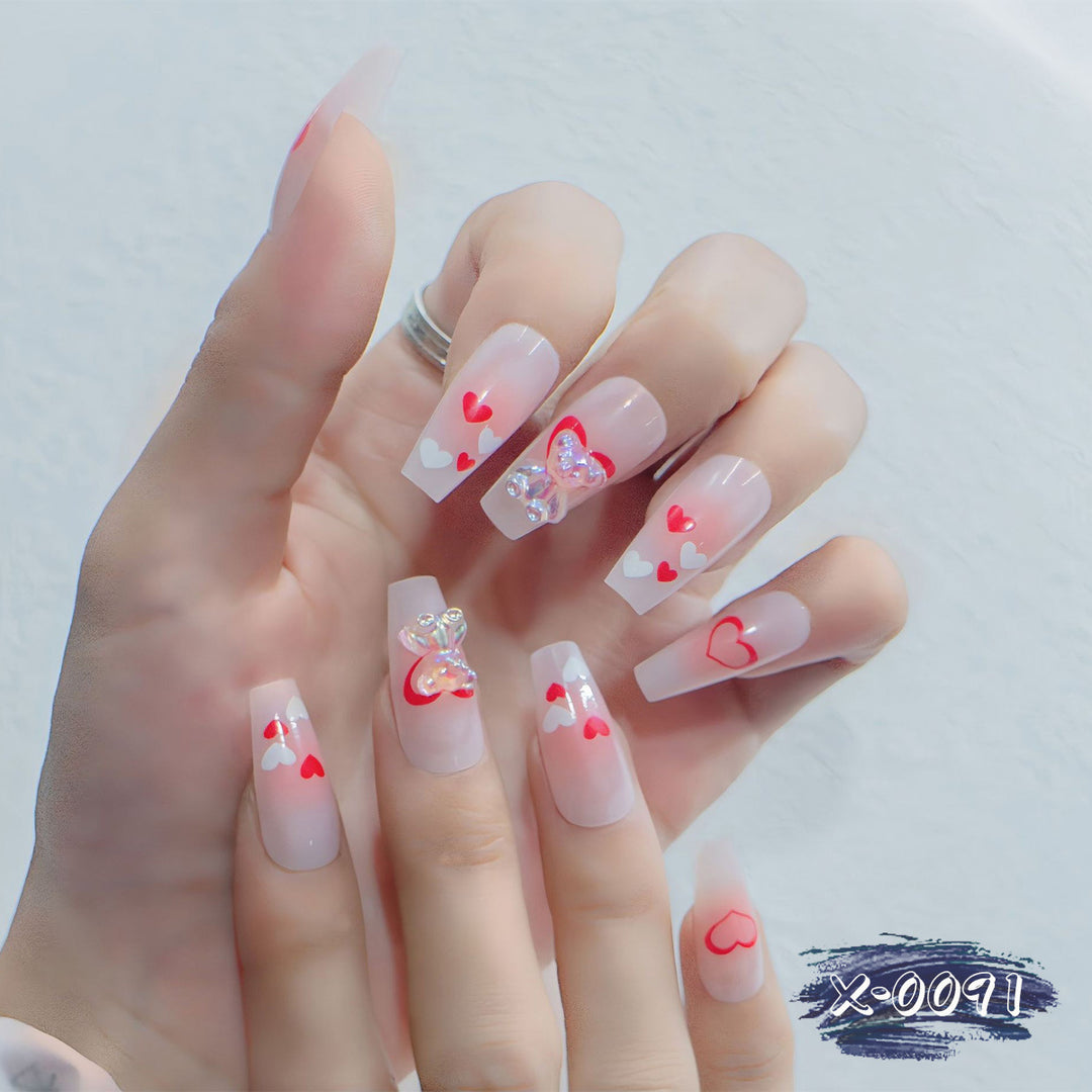 Heart-Embellished Acrylic Nail Art Kit