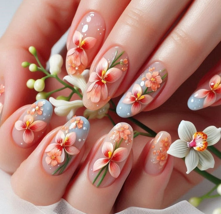 Floral Art Acrylic Nail Enhancements Kalsten