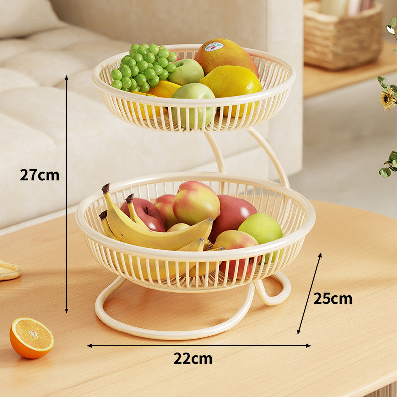 Tiered Metal Wire Fruit Bowl Stand Tabletop Organizer