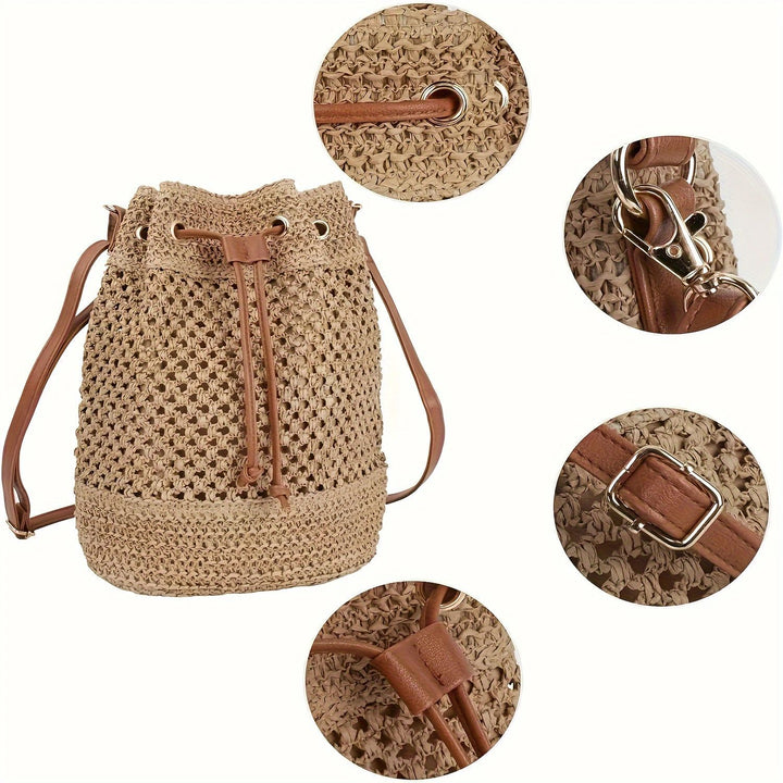Versatile macrame shoulder bag with leather accents Kalsten