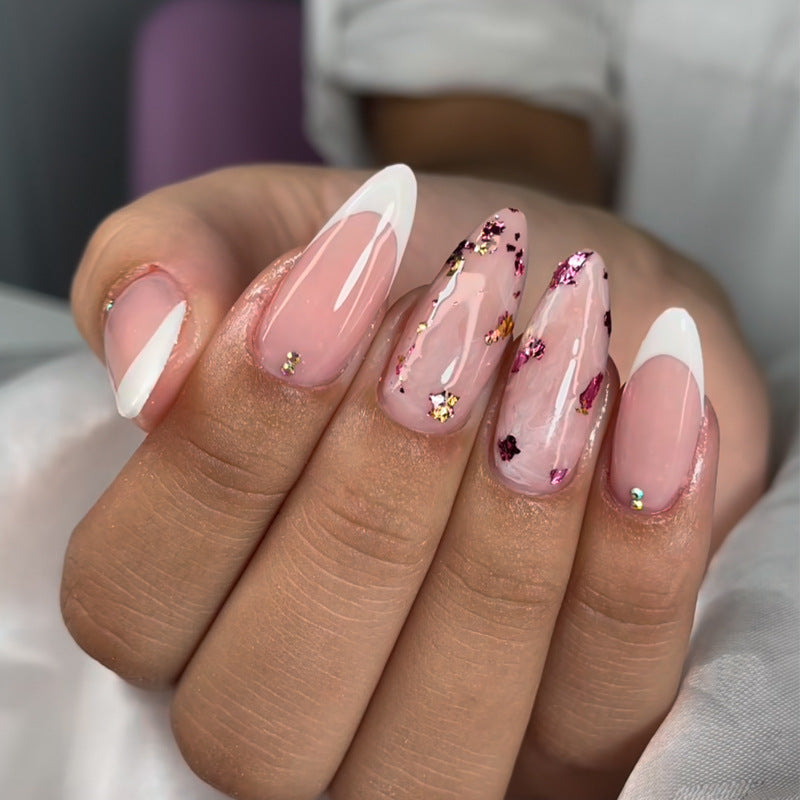 Elegant Stiletto Press-On Nail Art with Rhinestone Accents Kalsten