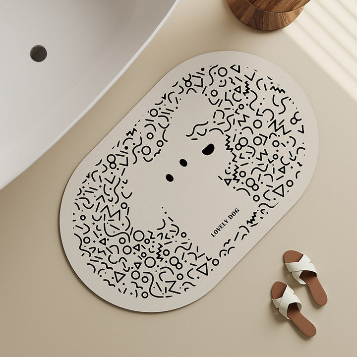 Decorative Dog-Themed Bath Mat Kalsten