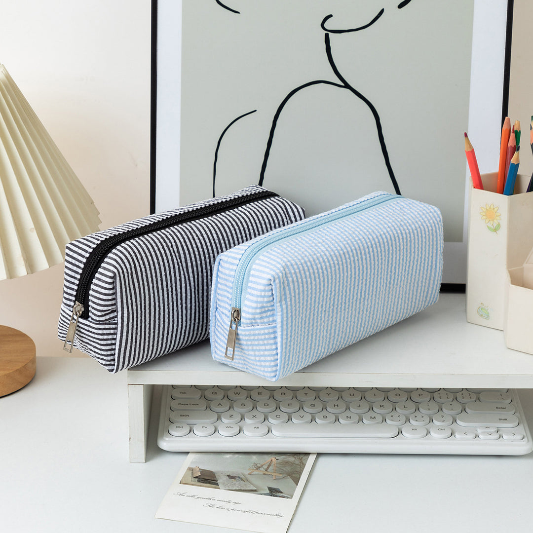 Striped Zippered Pencil Case Bag Kalsten
