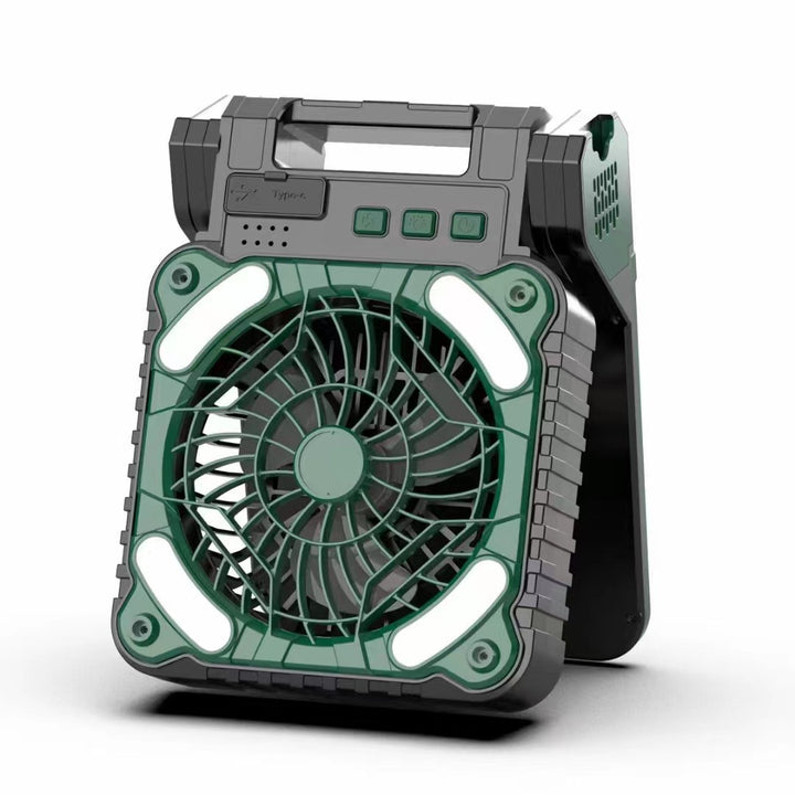 Cooling portable rechargeable rugged worksite fan with LED floodlight and USB Type-C charging Kalsten