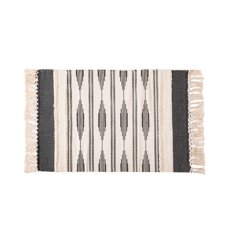 Woven runner rug with fringes and geometric ethnic pattern Kalsten