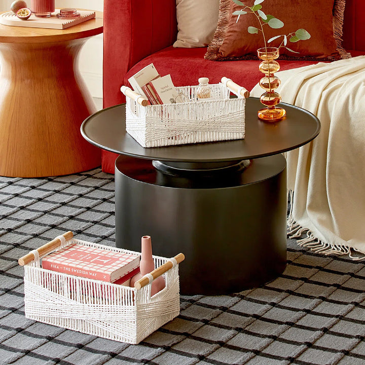 Handwoven Storage Basket with Wooden Handles Kalsten