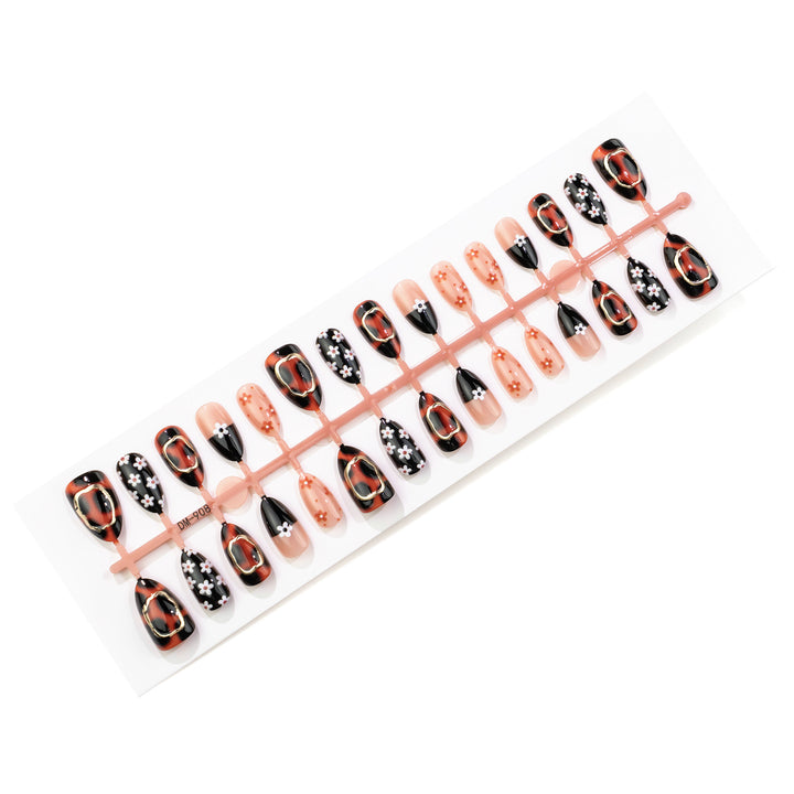 Artistic Press-On Nail Art Set with Floral Designs Kalsten