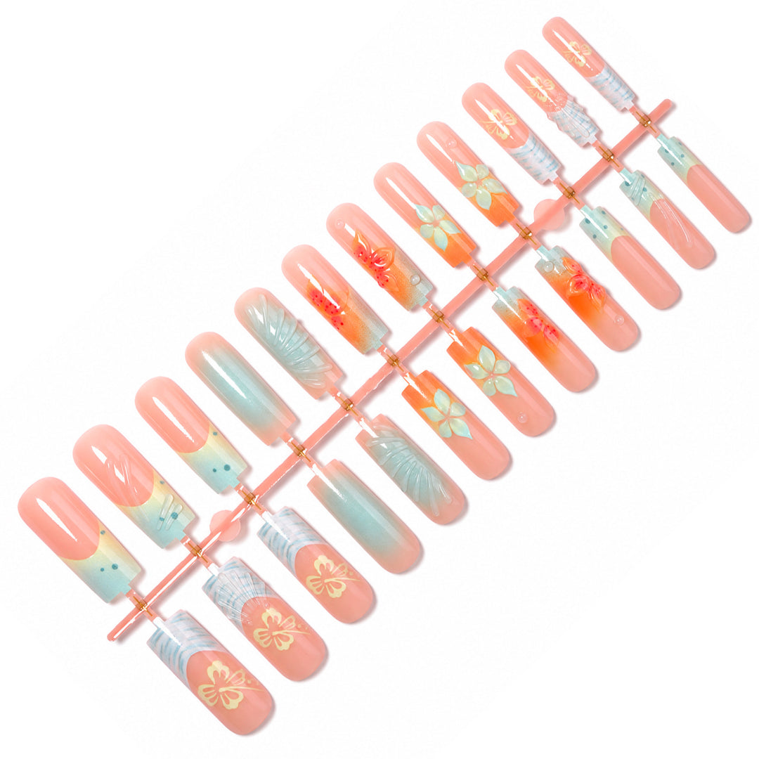 Artificial nail set with floral and luxurious decorations Kalsten