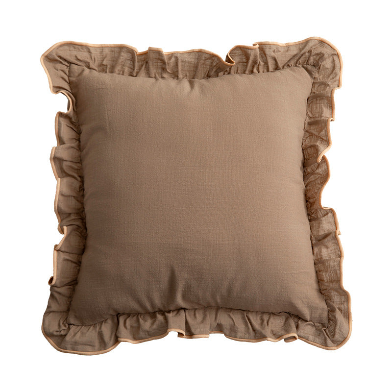 Decorative cushion with frill ruffle and linen texture Kalsten