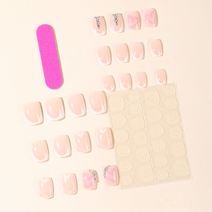 Heart-Accent Gel Nail Art Extensions Kalsten