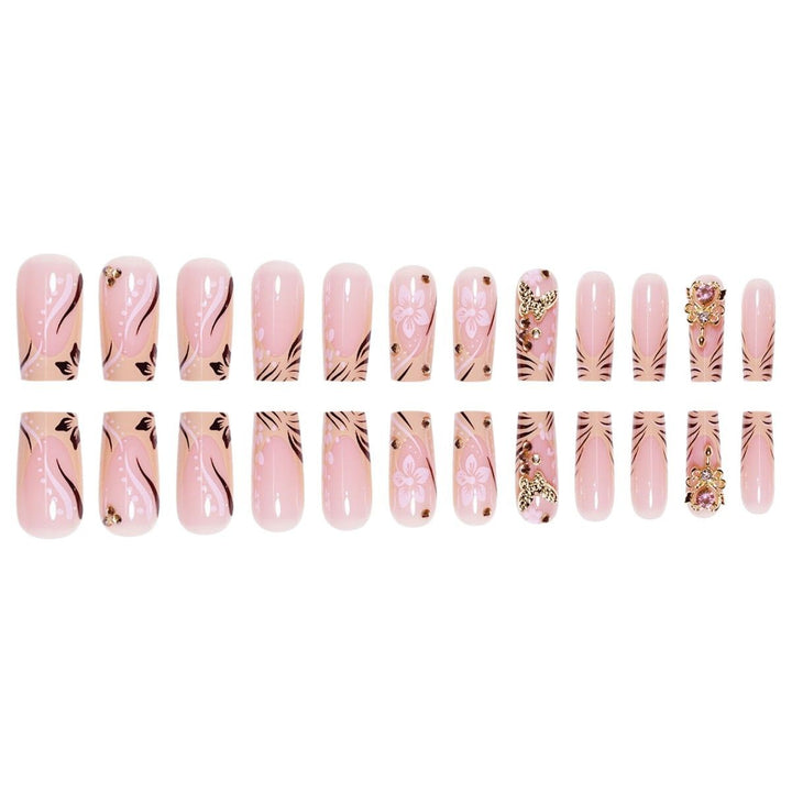 Artistic Floral Embellished Press-On Nails Kalsten