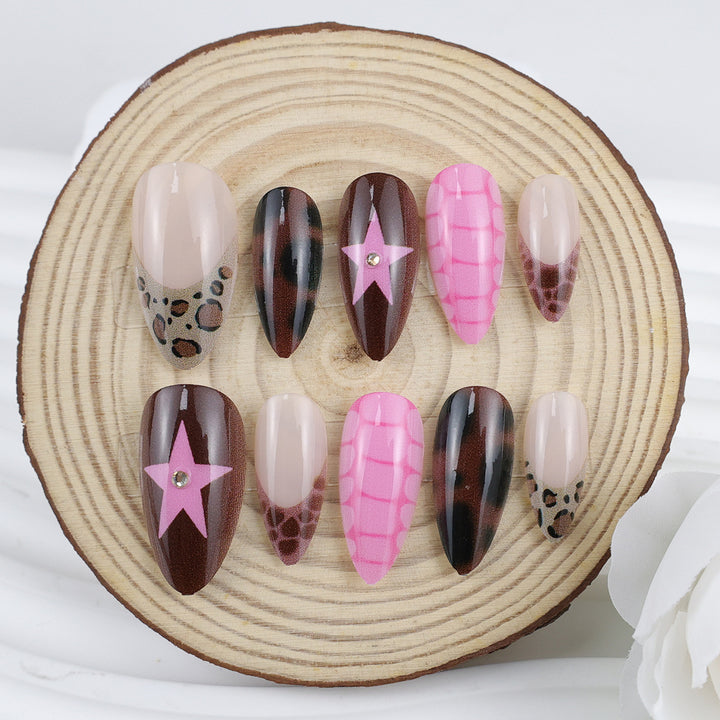 Artificial Nail Set with Creative Animal and Star Motifs Kalsten