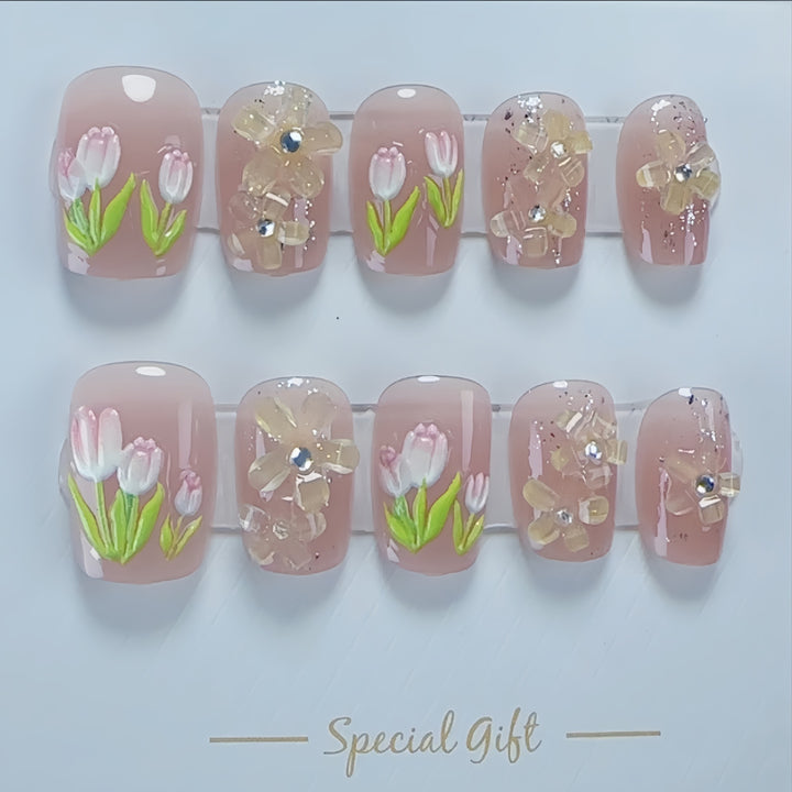 Floral Art Press-On Nail Set Kalsten