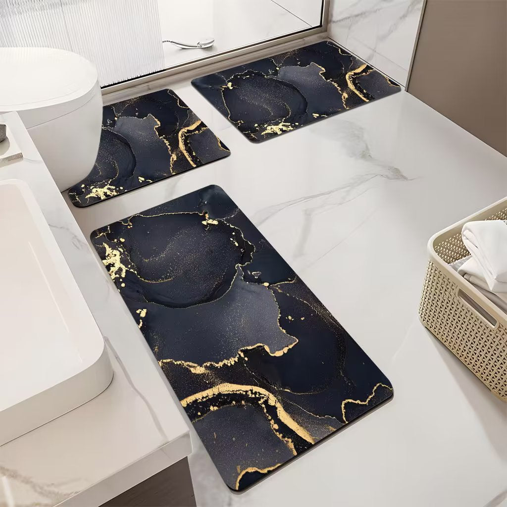 Luxurious Marble Pattern Bath Mat Set Kalsten
