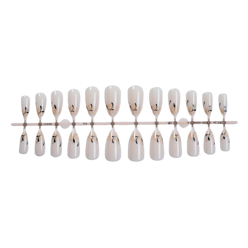 Decorative Press-On Nail Set with Artistic Floral Design kalsten