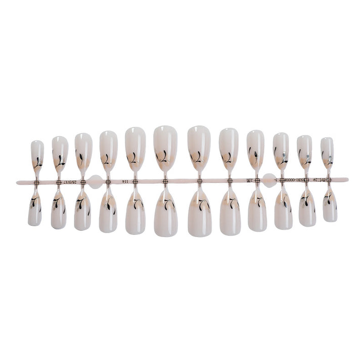 Decorative Press-On Nail Set with Artistic Floral Design kalsten
