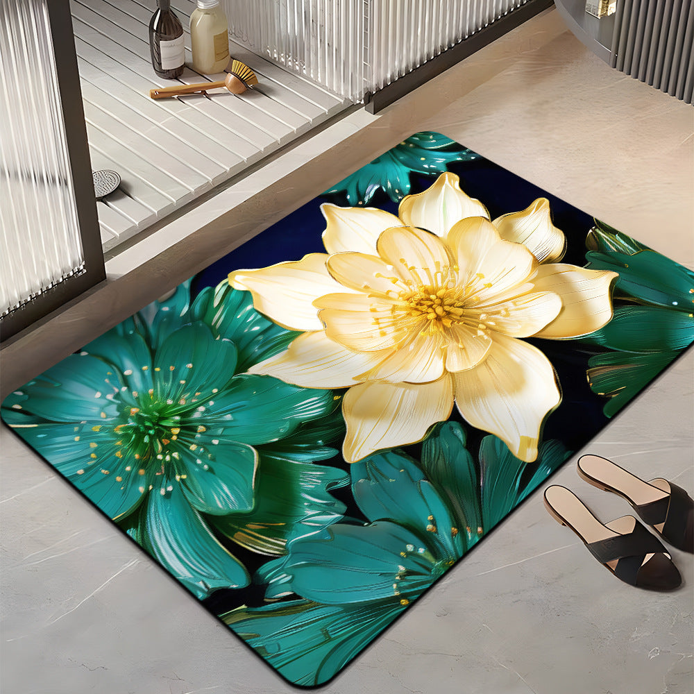 Floral-Themed Plush Bath Mat Kalsten