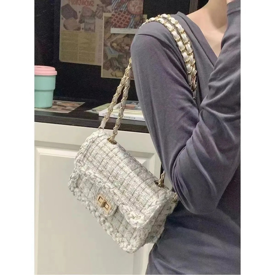Textured Chain-Detail Crossbody Bag Kalsten