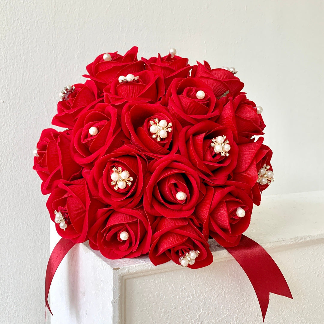 Luxurious Silk Rose Wedding Bouquet