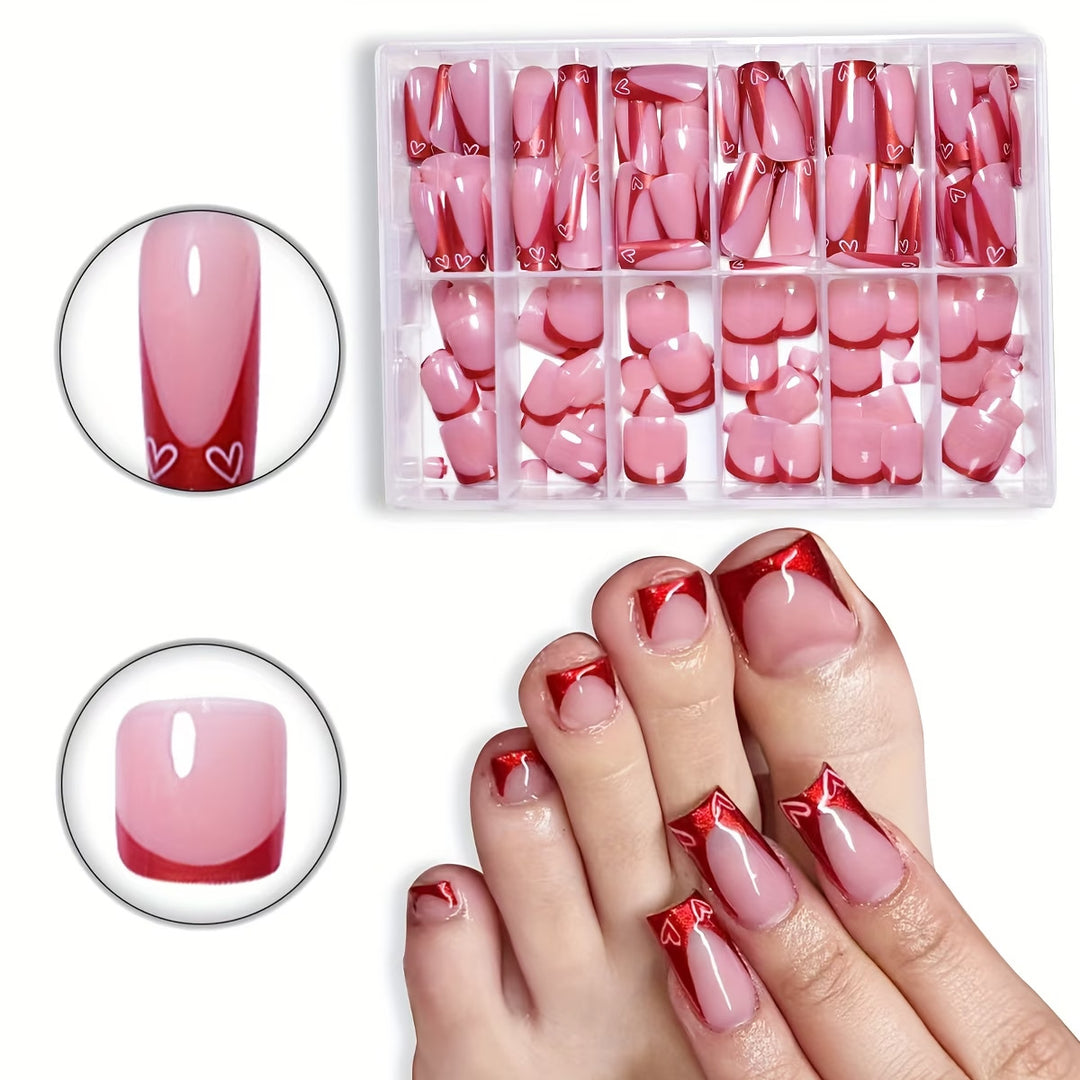 Heart-Design Press-On Nail Art Kalsten