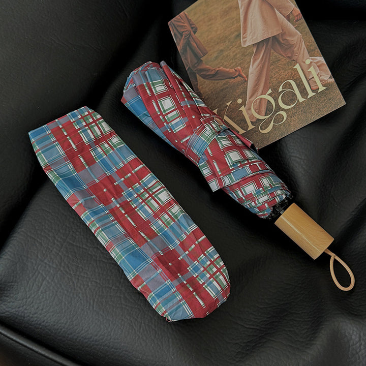 Women's Folding Umbrella in Modern Check Pattern Kalsten