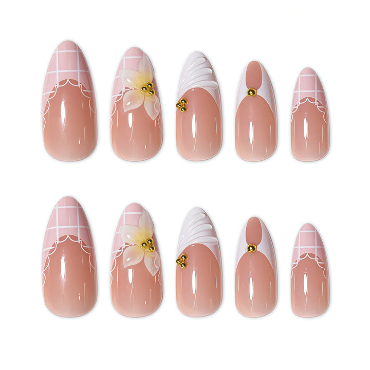 Elegant Floral Design Nail Extensions Kalsten