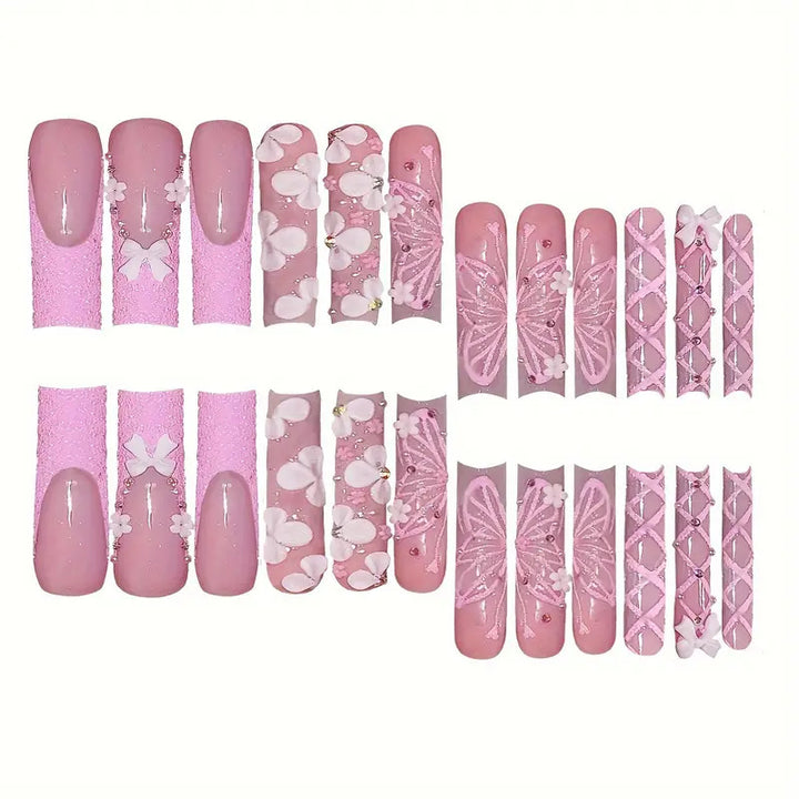 Decorative 3D Floral Press-On Nail Art Kalsten