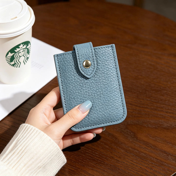 Textured Leather Cardholder with Snap Closure Kalsten